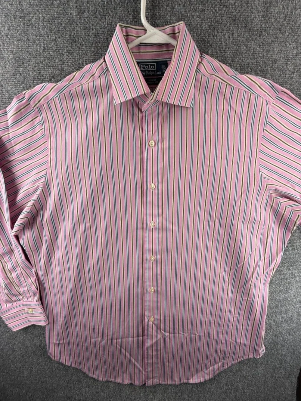 Polo Ralph Lauren Button Up Long Sleeve Striped Pink Regent Classic 16.5 32/33